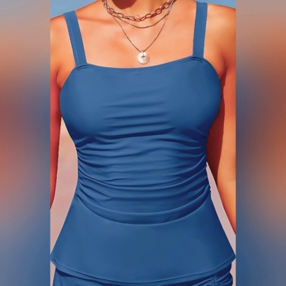 Tankini Long-Length Top Only – Blue – Size Large NWT - Picture 1 of 4